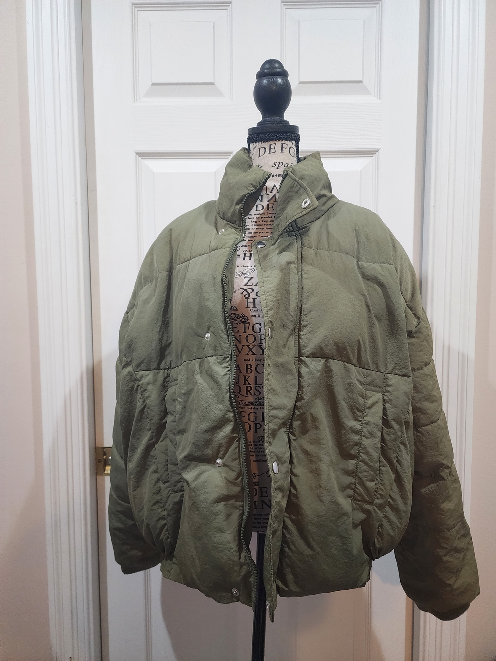 Free People Olive Green Oversized Puffer Jacket - Picture 3 of 12